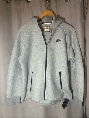 New Nike Tech Fleece Full Zip Windrunner Hoodie Dark Grey Heather Women Size XL